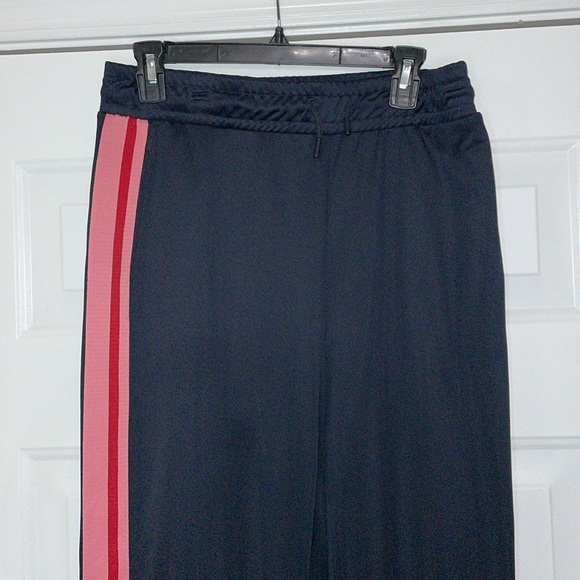 TOPSHOP Navy Pink Red Side Stripe Track Straight Leg Stretch Drawstring Pant 6 S - Picture 3 of 10